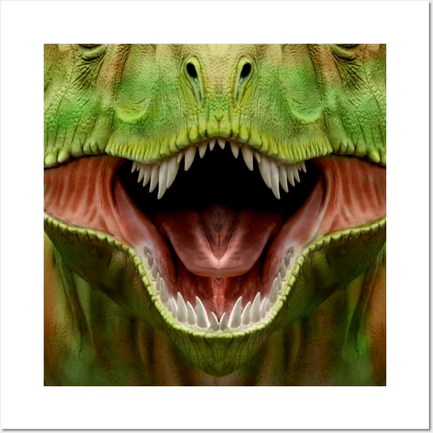 Green T. Rex Mask Wall Art by Viergacht